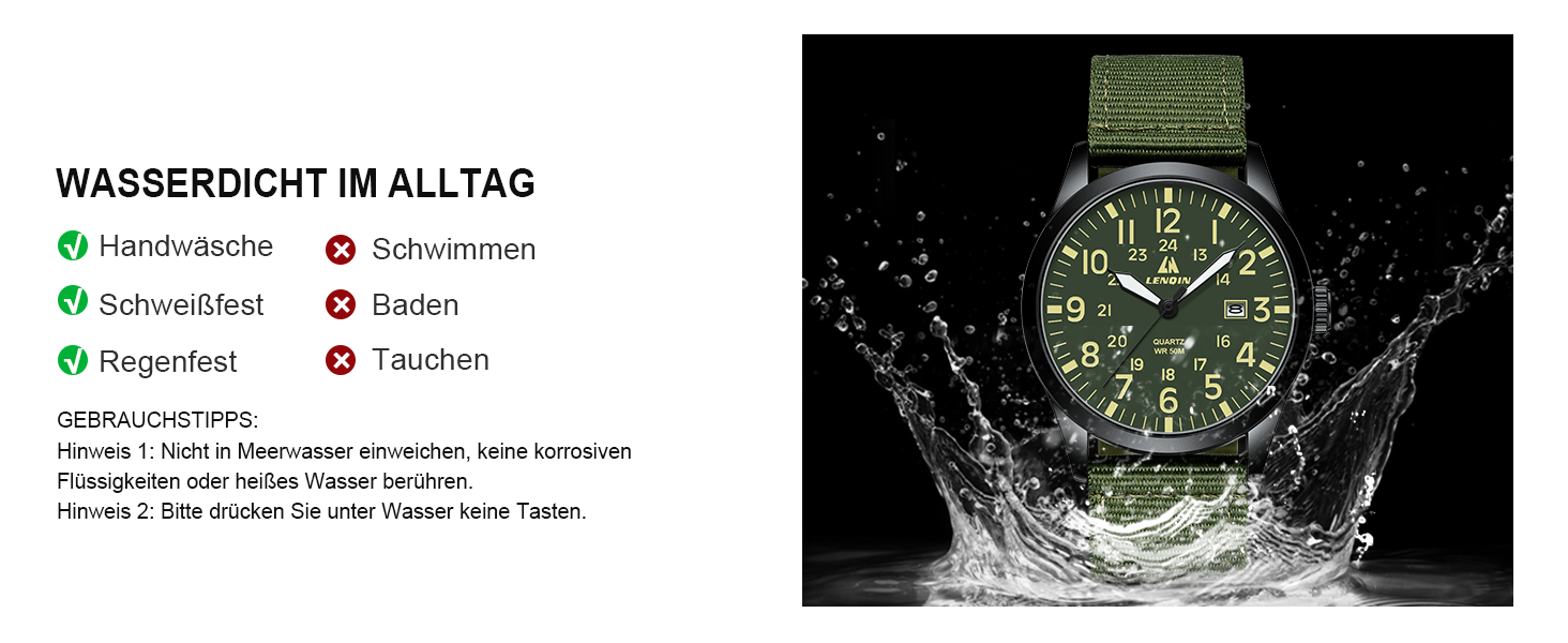 Годинник чоловічий LN LENQIN Military 30M водостійкий кварцовий годинник з датою на ремінці з нейлону, тактичний спортивний годинник для чоловіків (зелено-чорний)