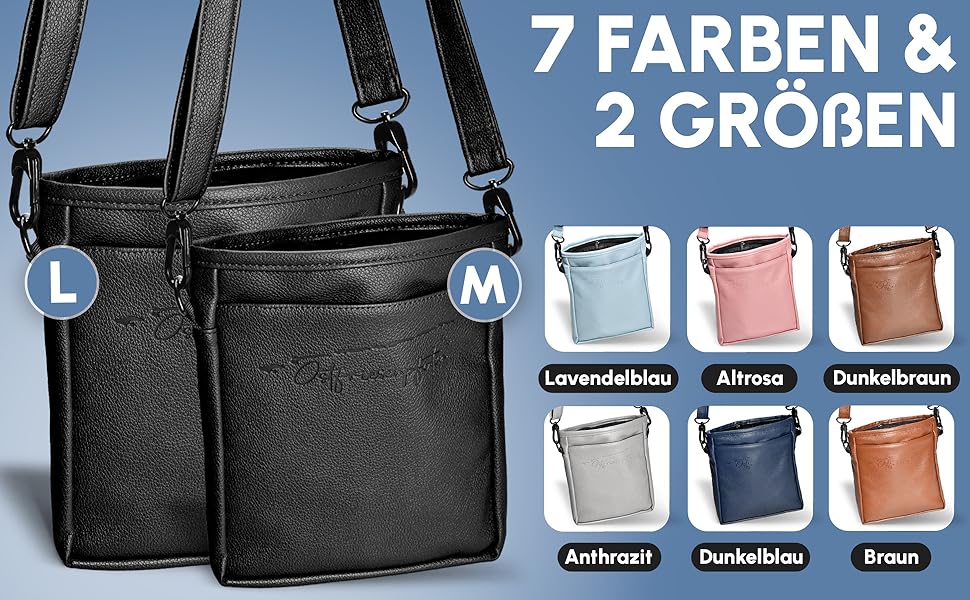 Футляр для ласощів для собак 'Frieda' з високоякісної штучної шкіри, чорний, розмір M. Зручна застібка EasyOpen на магніті, гаманчик для ласощів, сумка для прогулянок з собакою.