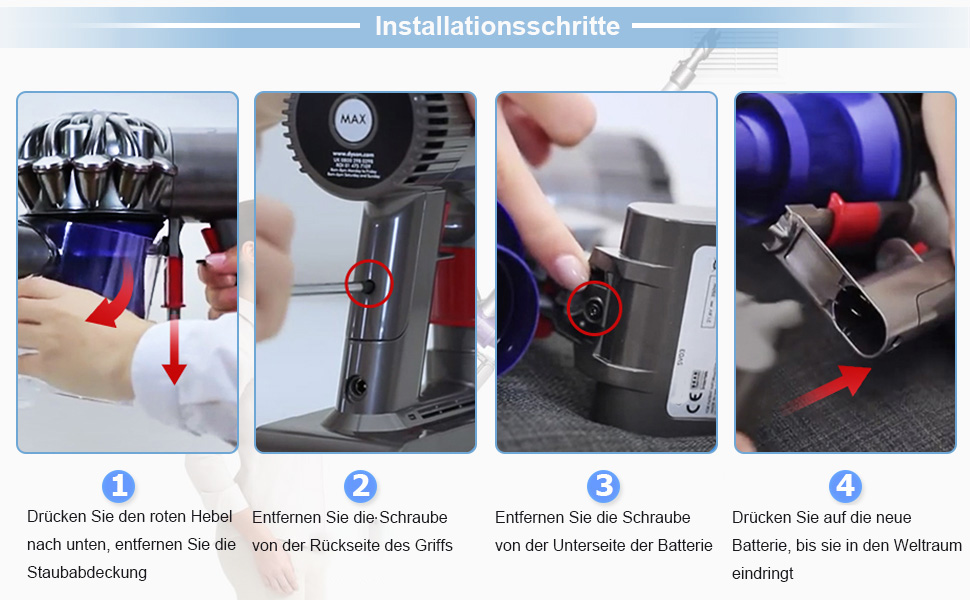 Акумулятор 21.6V 4.6Ah для пилососів Dyson V6 DC62 (замінник) + 2 фільтри + кришка + 2 шурупи