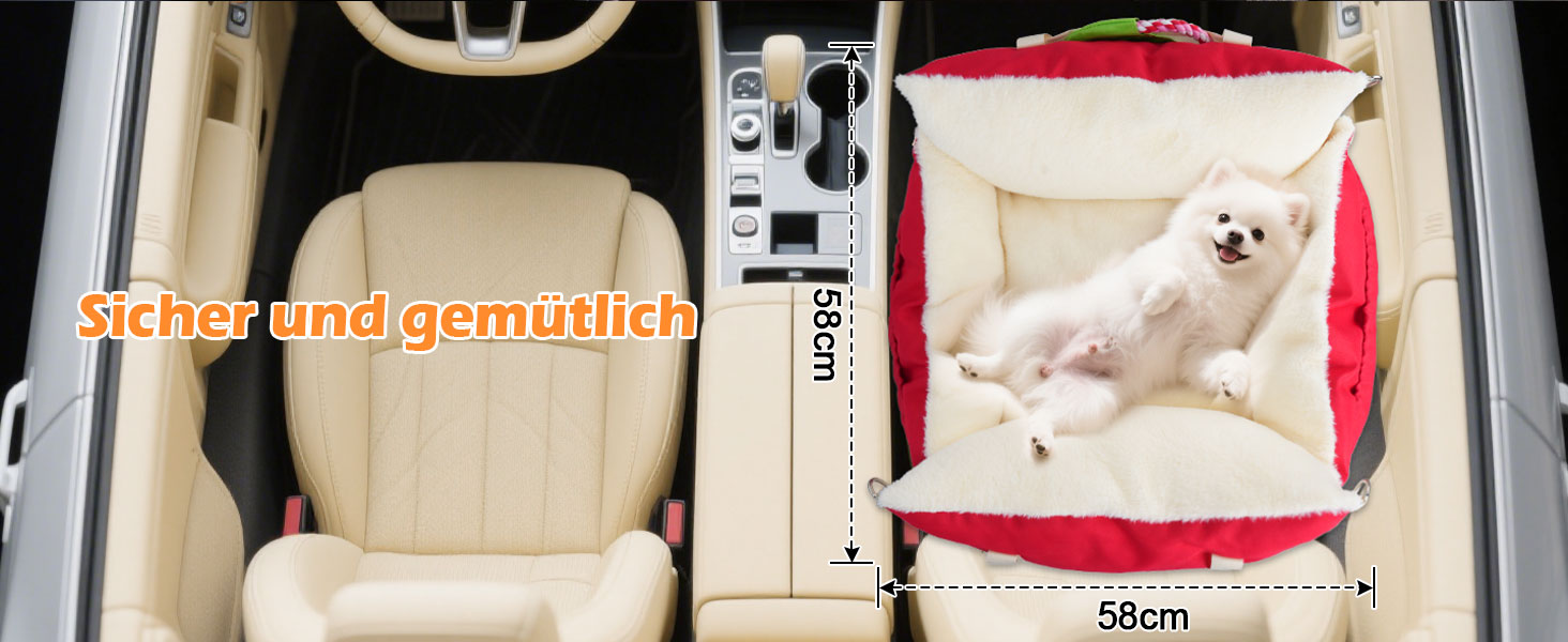 Автокрісло для собак 3-в-1 – переносна лежанка для маленьких собак, з м'яким матрацом, для переднього або заднього сидіння, внутрішнє та зовнішнє використання (червоний)