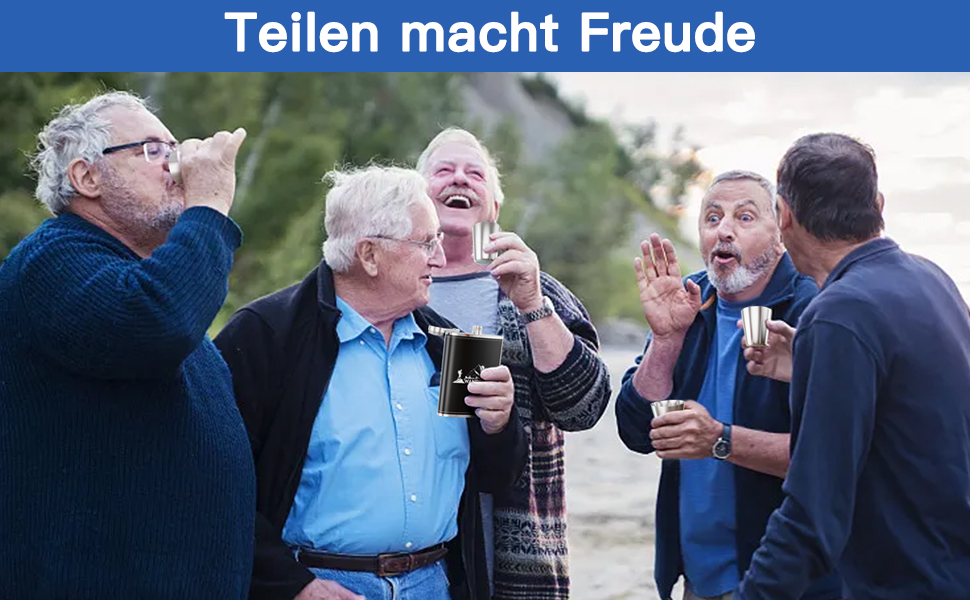 Термос-фляга LILABIENE з гравіюванням для туризму та походів у гори. Набір з чашкою, нержавіюча сталь, шкіра, чорний колір. Ідеально для чоловіків, на День батька, на День народження, на Миколая, на Різдво. Об'єм 8oz/240ml