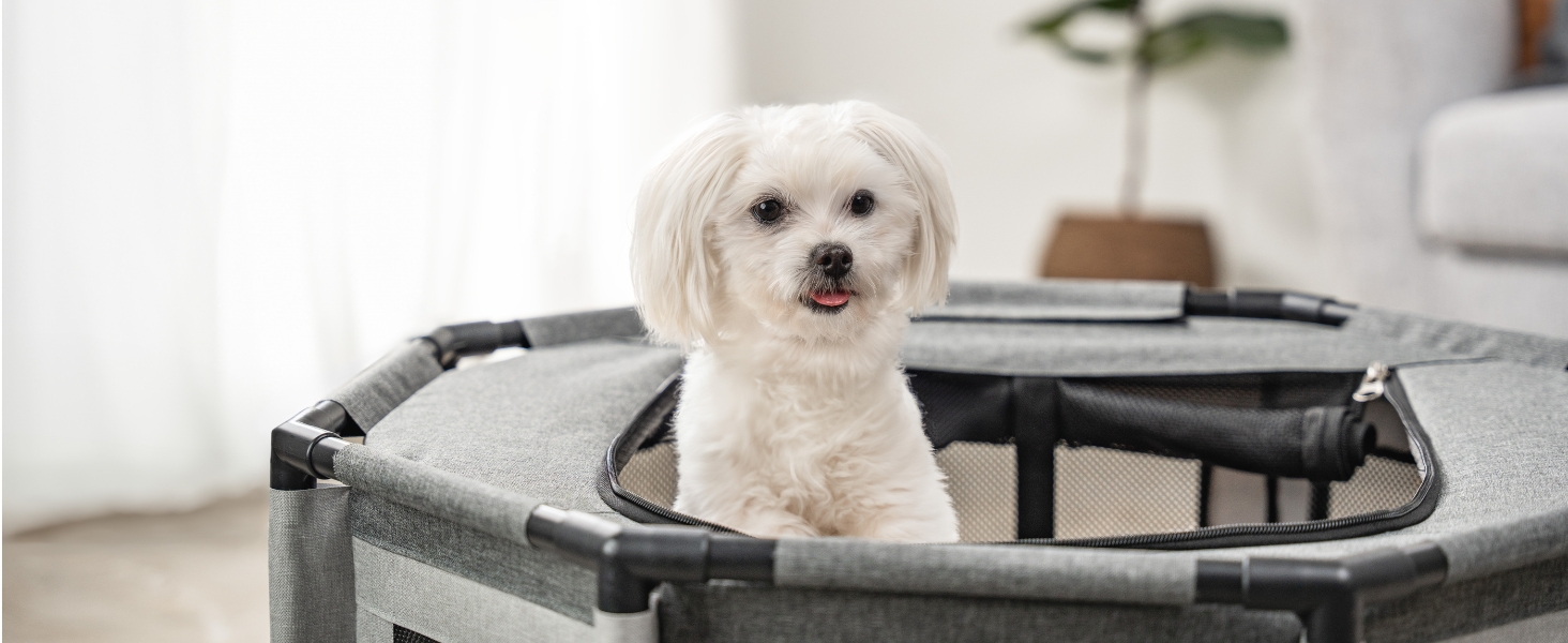 Вольєр для цуценят Lionto з оксфордської тканини, сірий, 112x112x62 см