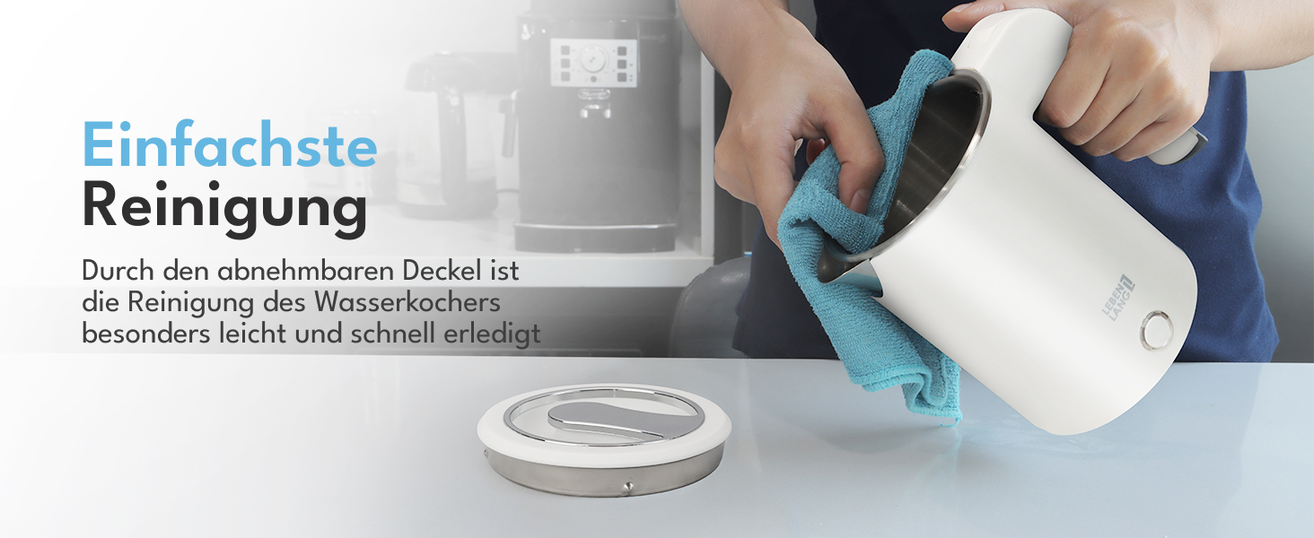 Електричний чайник для подорожей LEBENLANG з нержавіючої сталі, 500 мл, без BPA, 600W, білий, для кемпінгу та подорожей