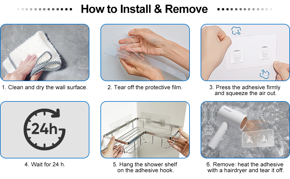 Набір з 3 кутових полиць для душу без свердління, вологостійкий та антикорозійний, органайзер для ванної кімнати, тримач для шампуню та гелю для душу (чорний та срібний)