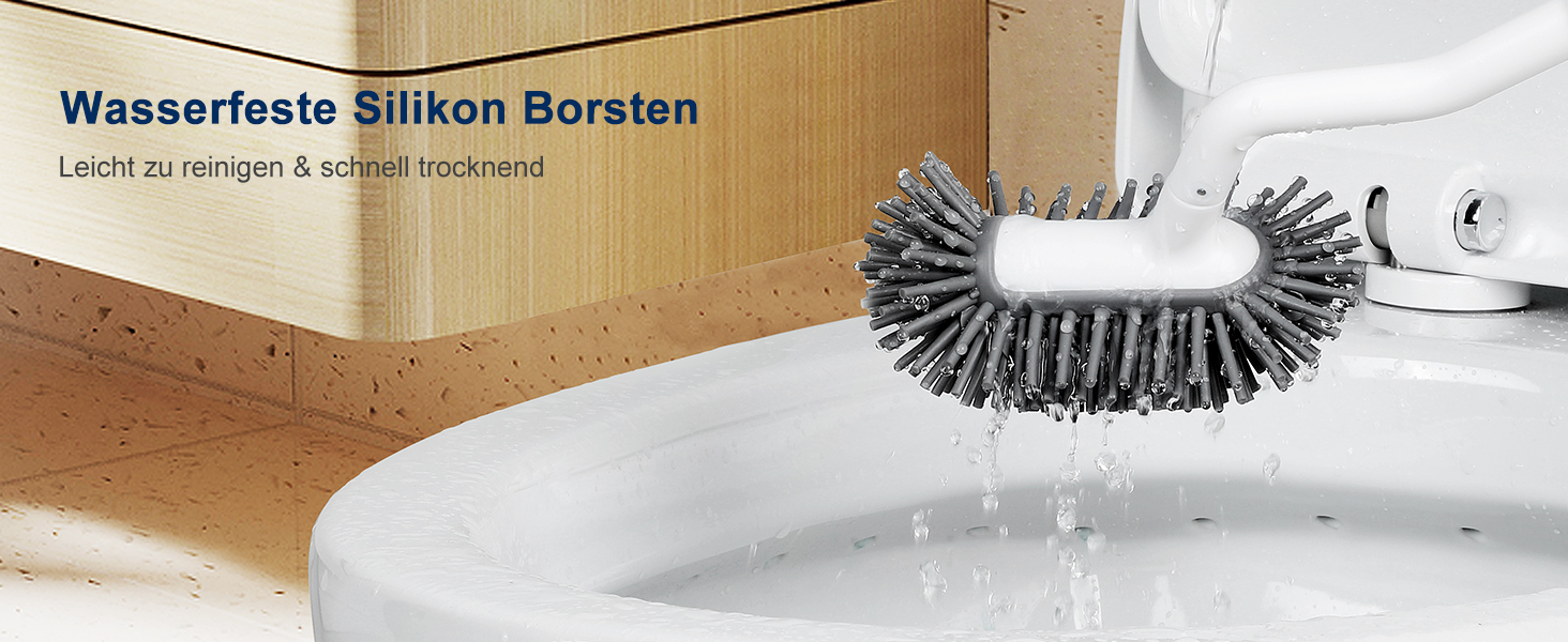 Щітка для унітазу HAMITOR з силікону з тримачем: гнучка щітка для унітазу з очищувачем країв - швидковисихаючий набір для щітки для унітазу з тримачем для ванної кімнати. Підвісна щітка для унітазу без свердління, 1 шт. (Білий, 2 шт.)