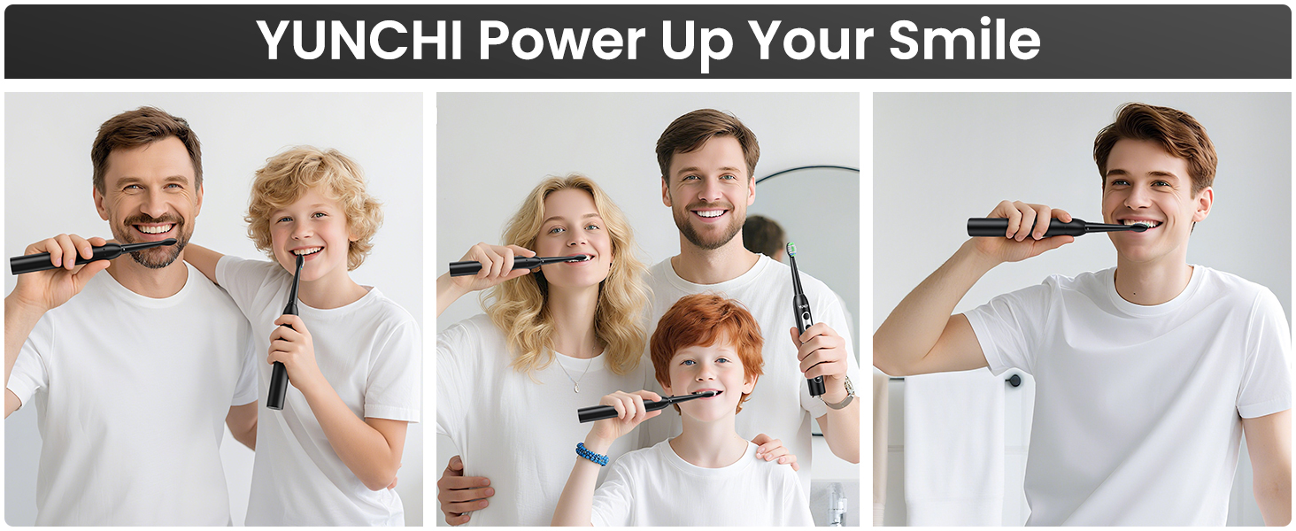 Електрична зубна щітка YUNCHI C2 з 40000 VPM, звукова щітка для дорослих, зарядка USB-C, 55 днів роботи від акумулятора, 5 режимів чищення, таймер 2 хвилини, 8 насадок, дорожній футляр, чорна YUNCHI C2