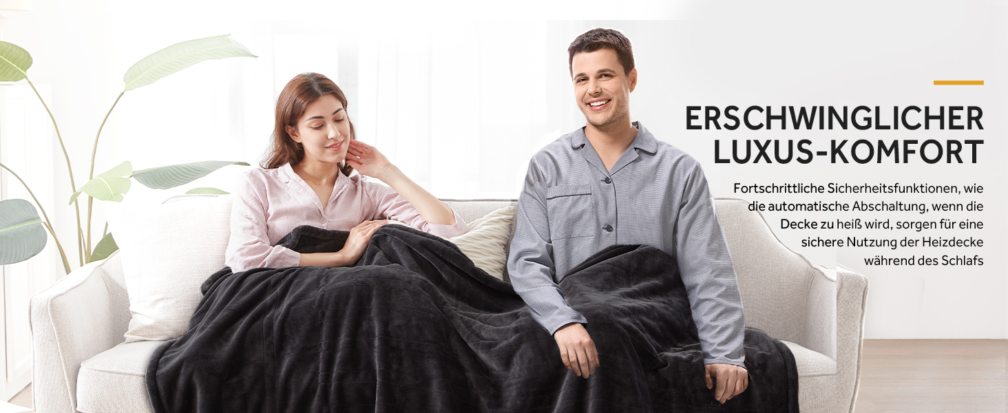 Електрична ковдра Warmrest, фланель, 130x180 см, 6 температурних режимів, таймер 1-10 год, автовимкнення та захист від перегріву, можна прати, сірий колір