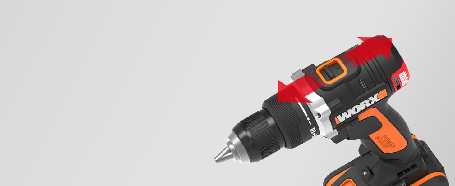 WORX WX175.9 Акумуляторний дриль-шуруповерт 20V – безщітковий, 60Nm, 2-швидкісний, з LED-підсвічуванням. Комплект для свердління та закручування (без акумулятора та зарядного пристрою)