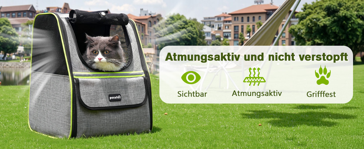 Плед-рюкзак для кота Pecute з сіткою, дихаючий та легкий, для собак та котів до 6 кг (сірий, розширюваний)