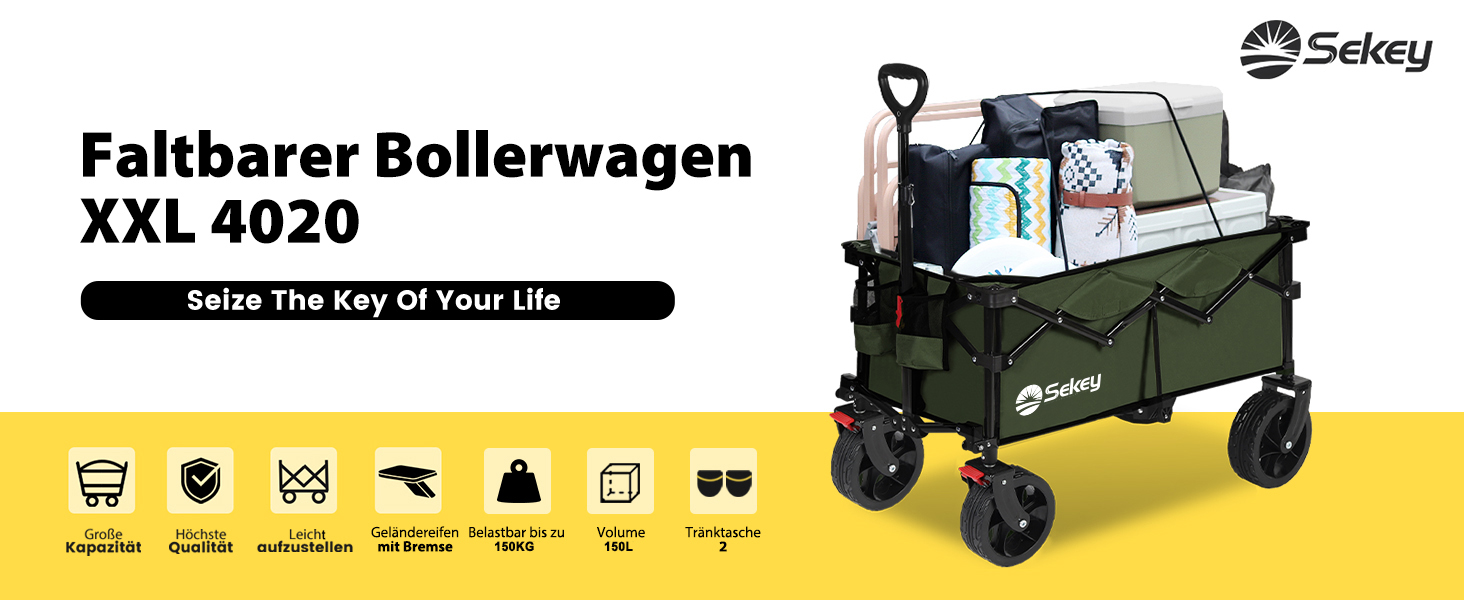 Бомбовоз Sekey XXXL, 150л, 200кг, великий, складаний, для перевезення вантажів, оливковий