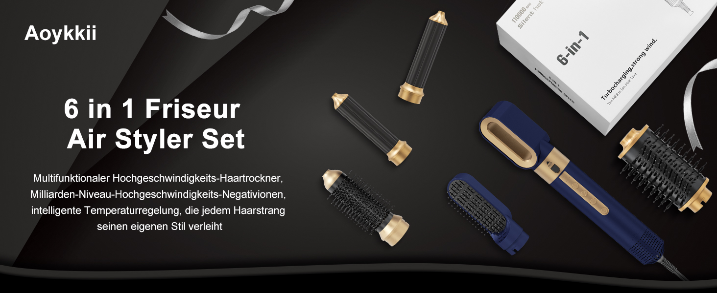 Мультистайлер для волосся 6-в-1: фен, плойка, круглі щітки, брашинг, термощітка, 1350W