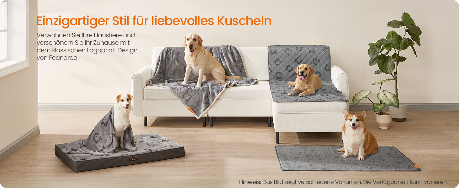 Водонепроникний килимок для собак Feandrea, 2 шт., 122 x 91 см, XL, антиковзаюча, вбираюча, для собак, котів, кроликів, сірий