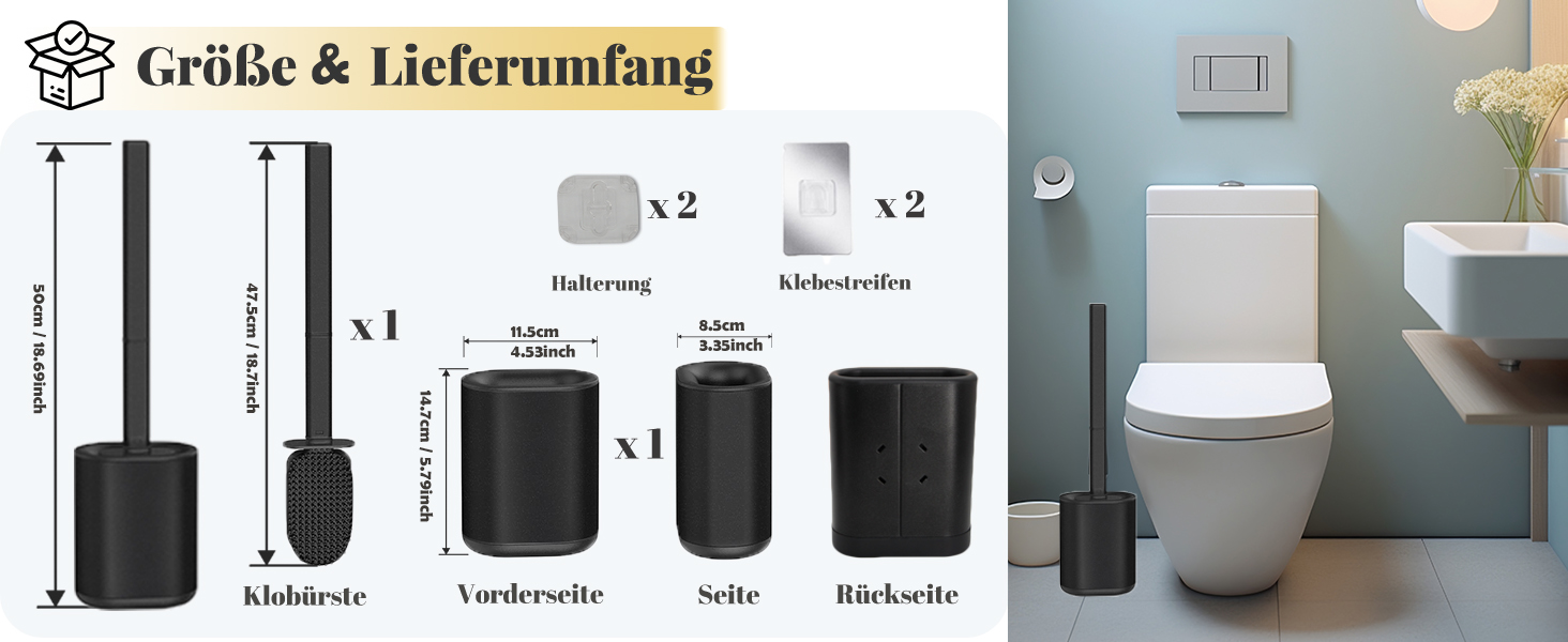 Набір для чищення унітазу HOMEASY з силіконовою щіткою та нержавіючою сталею, з кріпленням на стіну без свердління, сірий