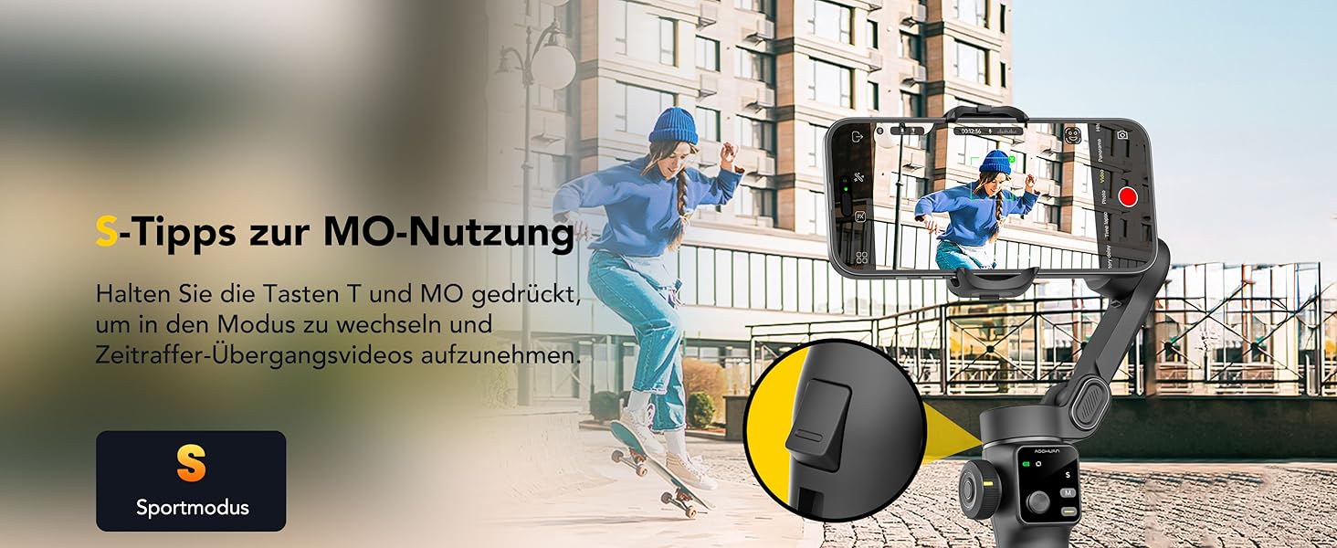 Стабілізатор для телефону Smart V8 Black з 3-осьовою стабілізацією та 7.8-дюймовою штангою, AI-трекінг, OLED-дисплей, кнопка зйомки