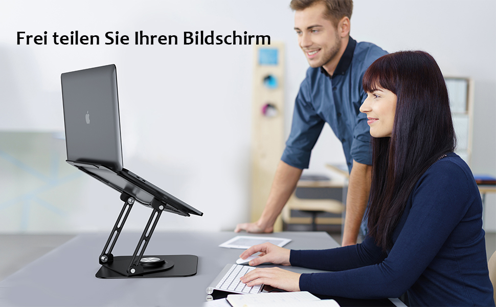 Підставка для ноутбука 360° з алюмінію, регульована по висоті, ергономічна, сумісна з MacBook/Dell/HP, срібна