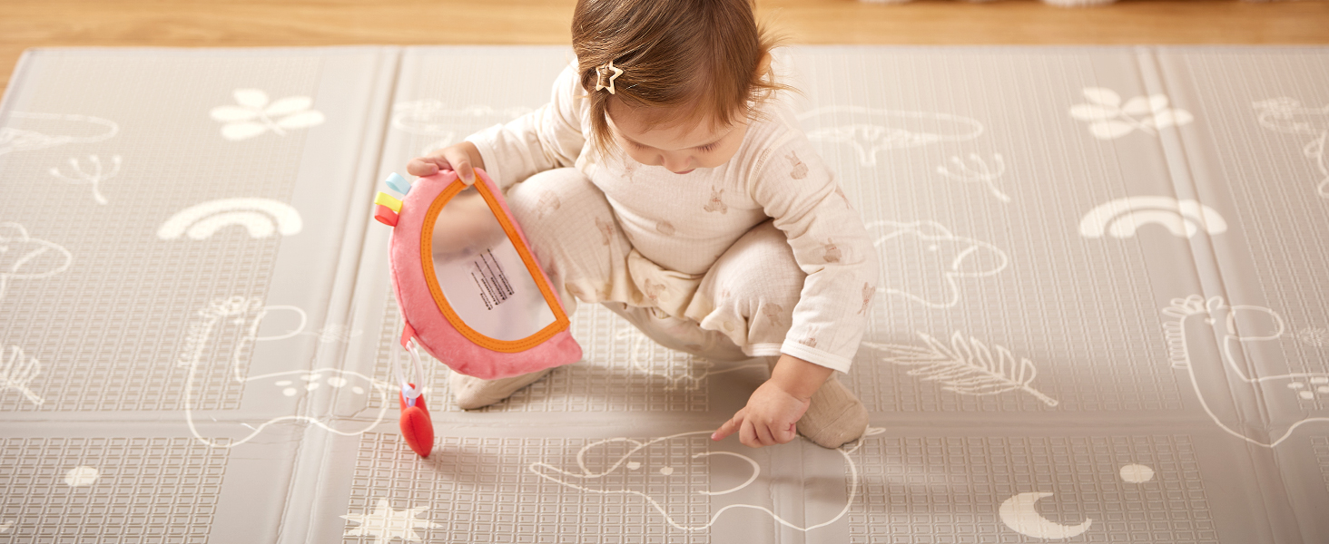 Дитячий килимок для ігор Krabbelmatte 150x180 см, складаний, водонепроникний, антиковзкий, з сумкою для перенесення - Ліс