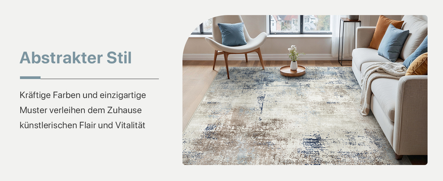 BEIMO Килимок для вітальні, абстрактний дизайн, короткий ворс, 120x170 см, антиковзаючі, для ванної, кухні, коридору, сіро-коричневий