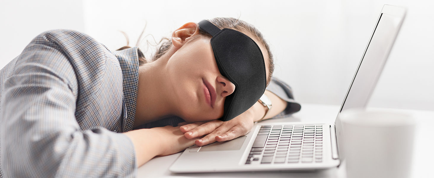 Маска для сну Umisleep для тих, хто спить на боці, з 3D-кишеньками для очей та регульованим гумовим ремінцем, блокує світло та дихає, підходить для чоловіків та жінок, для подорожей та йоги, чорна