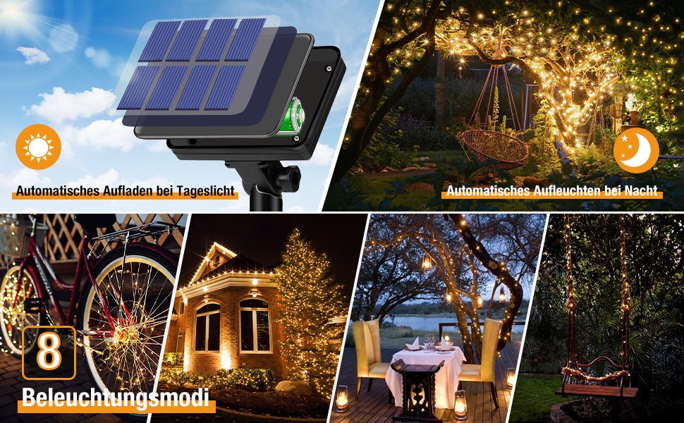 Сонячна гірлянда для декору саду та тераси BTfarm, 2 шт. по 15 метрів, 150 LED, IP65, теплий білий