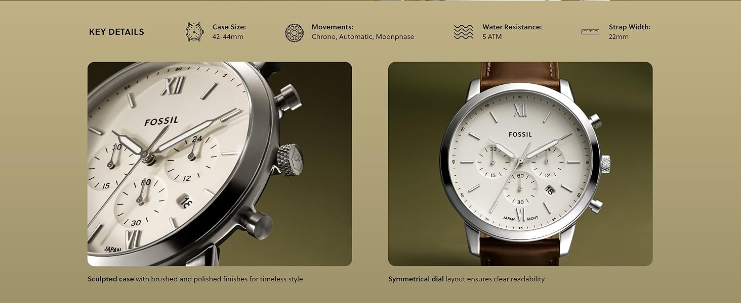 Годинник чоловічий Fossil Neutra Chronograph, сріблястий браслет, кварцовий механізм