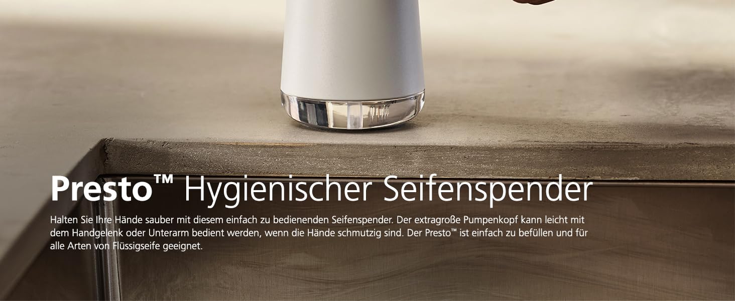 Seifensпender Joseph Joseph Presto Edelstahl з широкою помпою, нержавіюча сталь, сірий/зелений