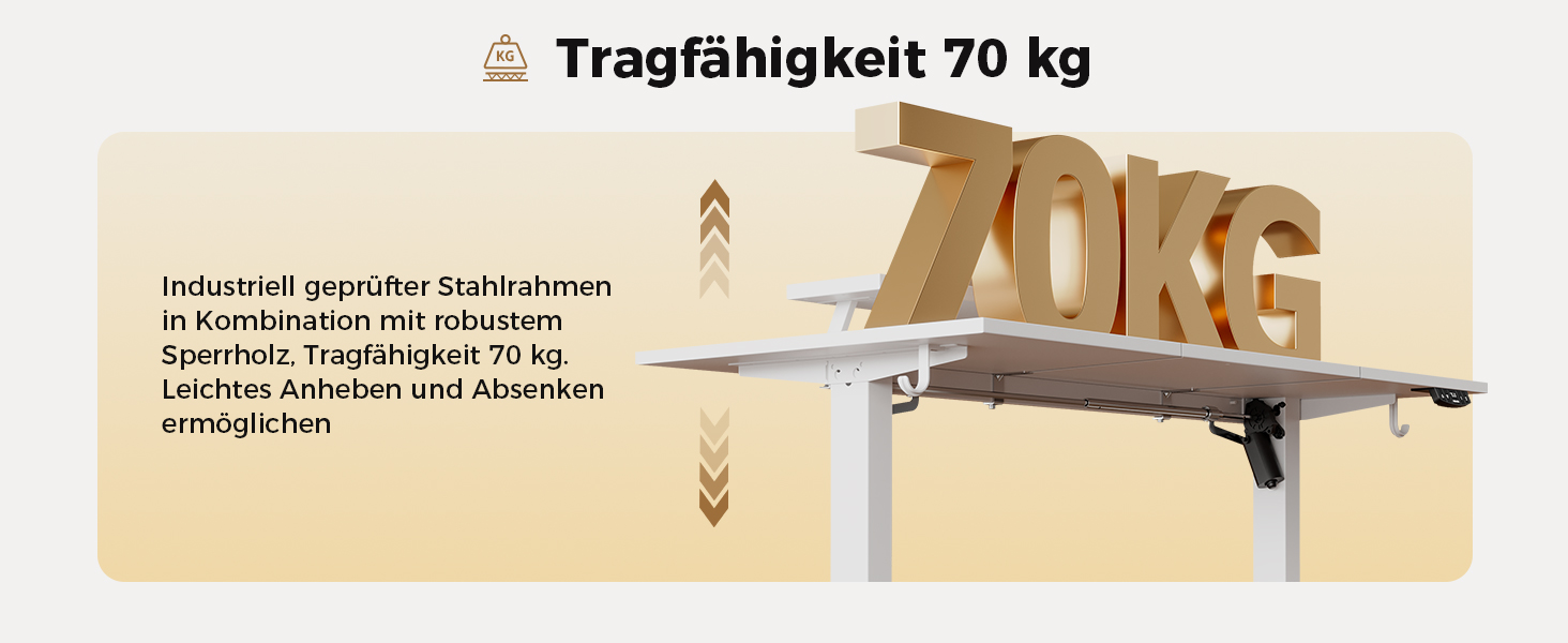 Електричний регульований стіл Agilestic з підсвічуванням, USB-портом та мобільним кріпленням для монітора, 140 x 80 см (Білий)