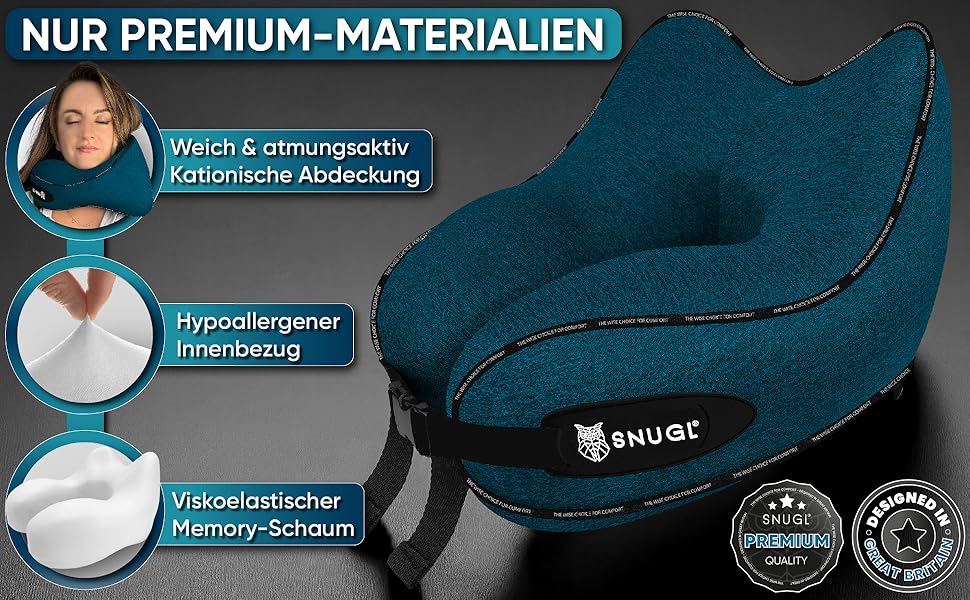 Подушка для шиї SNUGL з піною з пам'яті, миюча та регульована | М'яка подушка для подорожей на літаку, в авто та в дорогу | Подушка-викрутка для шиї, Neck Travel Pillow (дорослий, маленький, блакитно-зелений)
