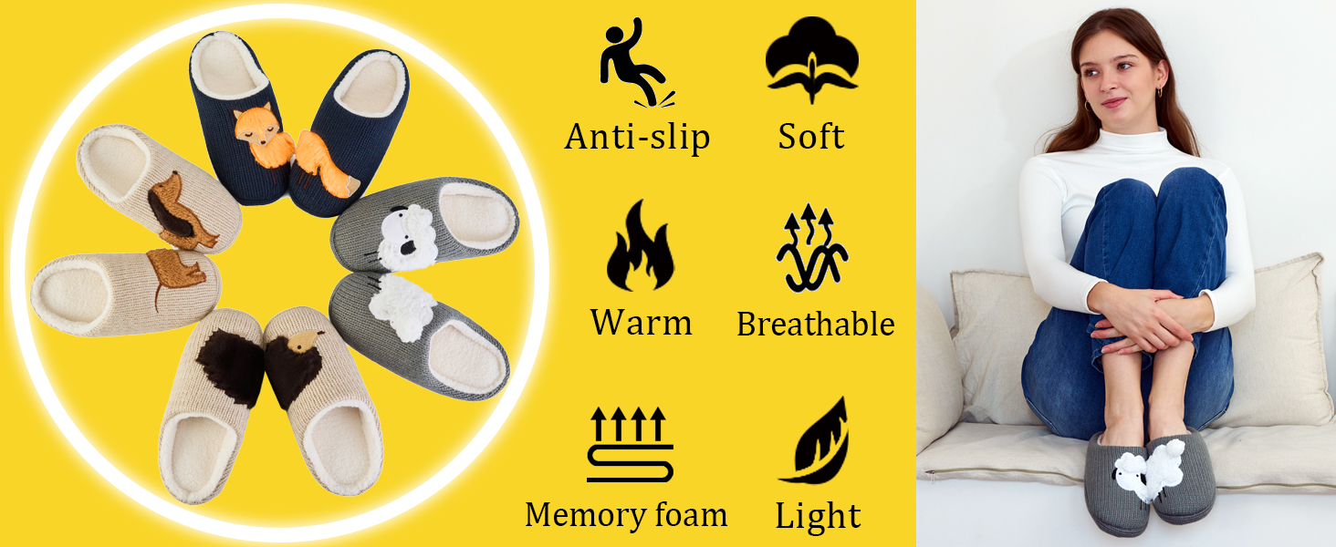 Тапочки жіночі зимові теплі, з плюшевою підкладкою, з принтом тварин, мультяшний лис, 39/40 EU