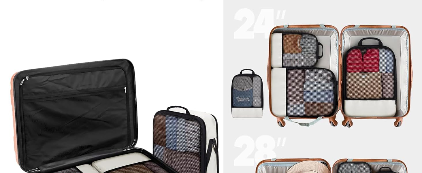 Набір кубиків для пакування багажу BAGLHER - органайзери для подорожей, водонепроникні, бежеві