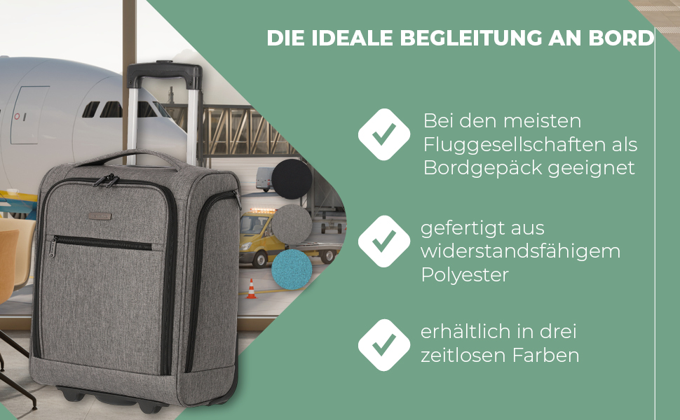 Чемодан ручної поклажі Travelite, 43 см, 28 л, з сумкою для ліквідів, 2 колеса, антрацит