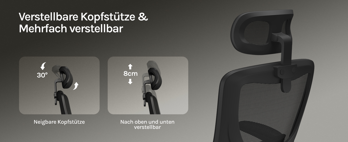 Офісний стіл Woltu: ергономічний крісло з регульованою підголівником, обертовими підлокітниками та підтримкою попереку. Крісло для офісу, витримує до 150 кг, чорний