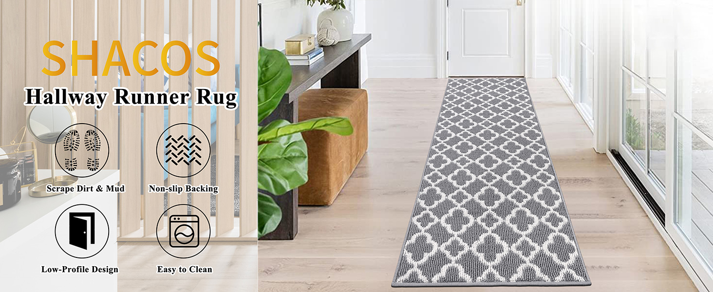 Килимок для підлоги SHACOS з антиковзаючою основою, 50x150 см, сірий - для кухні, вітальні, передпокою
