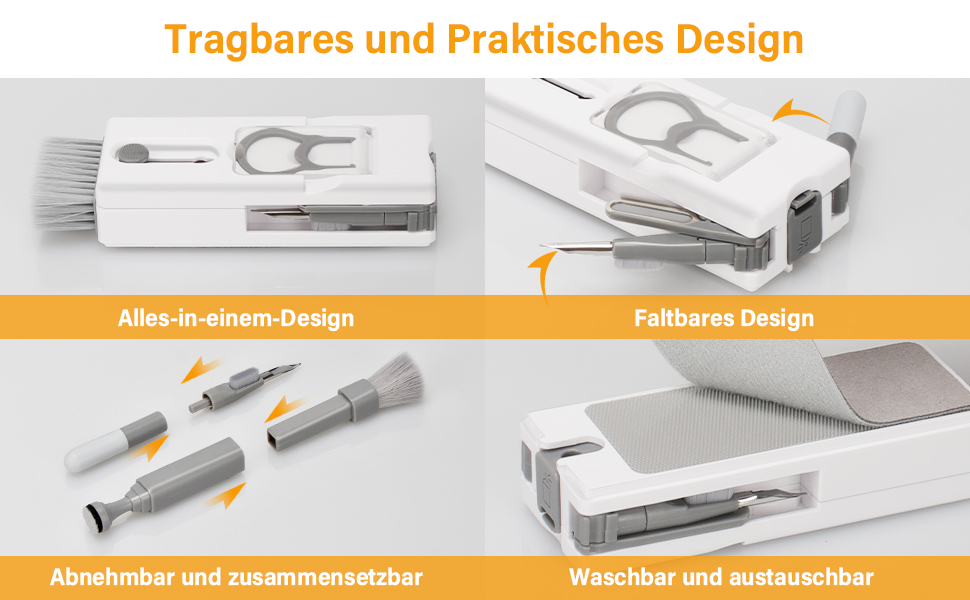 Набір для чищення клавіатури Alyvisun 11 в 1: для ноутбука, телефону, планшета, комп'ютера. Сірий