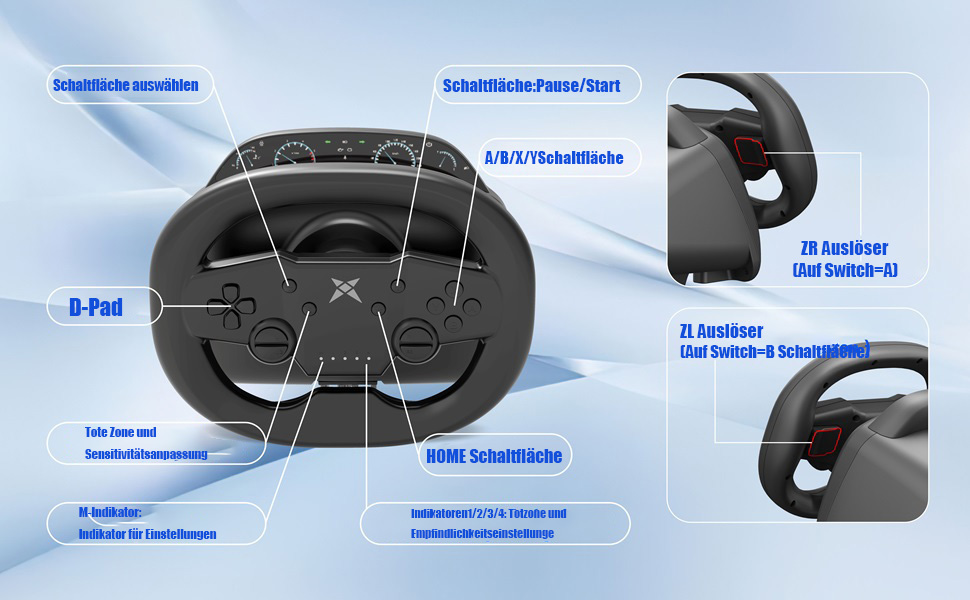 Руль для ПК DOYO з педалями та перемикачем передач, 270° оберт, Bluetooth, вібрація, сумісний з PC, PS3, PS4, Switch, Android, чорний