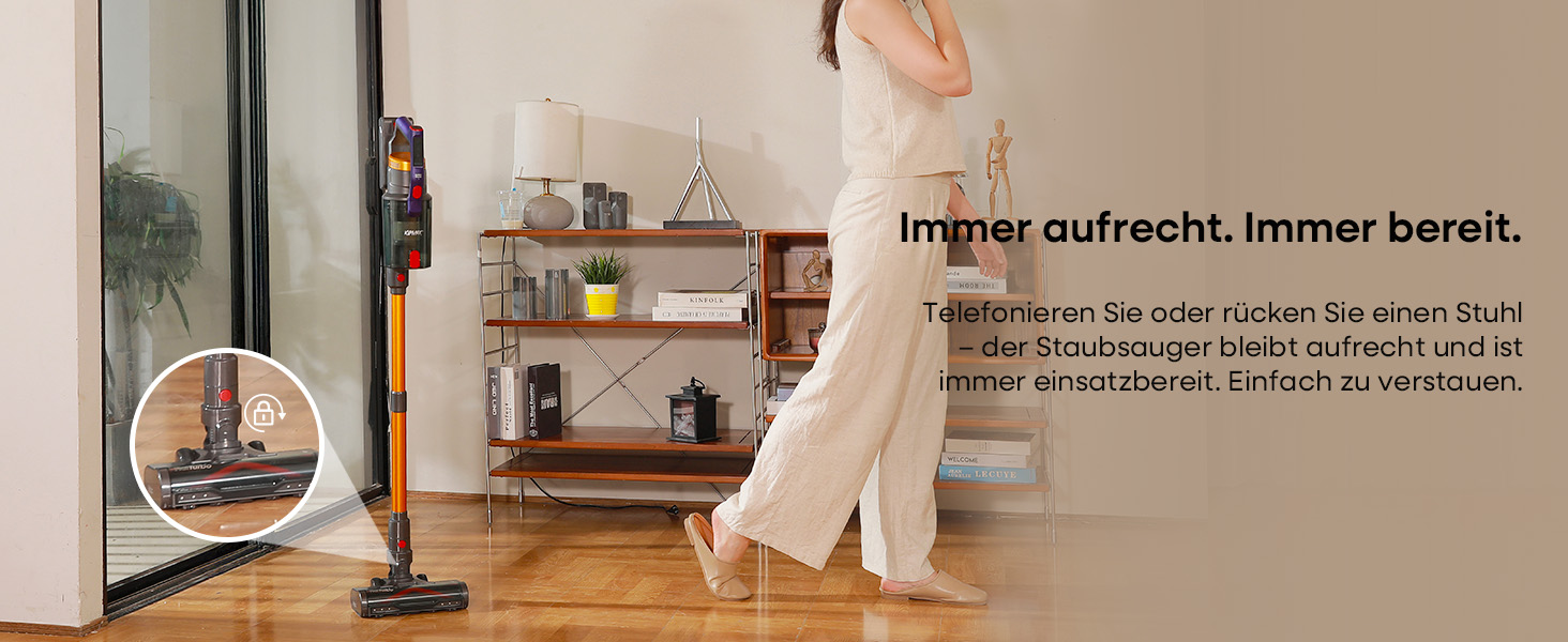 Бездротовий акумуляторний пилосос KIPMAX 50000Pa, 550W, 70 хвилин, 1.5L, з дисплеєм, антизаплутана щітка, 7-шаровий фільтр, 2 арома-пластини, для килимів, шерсті тварин, твердих поверхонь, золотий