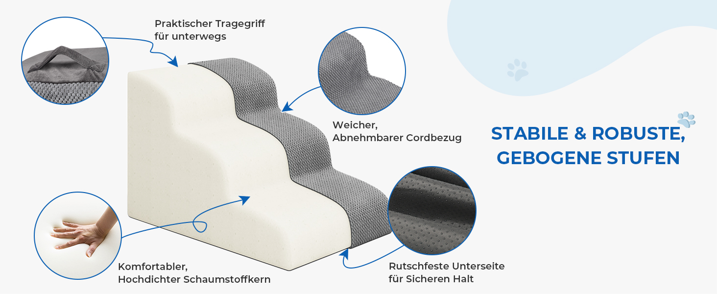Сходинка для собак маленьких порід, 2 сходинки, 30 см, для домашніх тварин, миється, не слизька, для котів, для ліжка, дивану, сірого кольору
