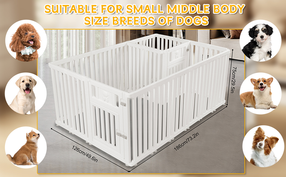 Клітка-вигул для цуценят та собак CEIEVER, 186x126x75 см, біла