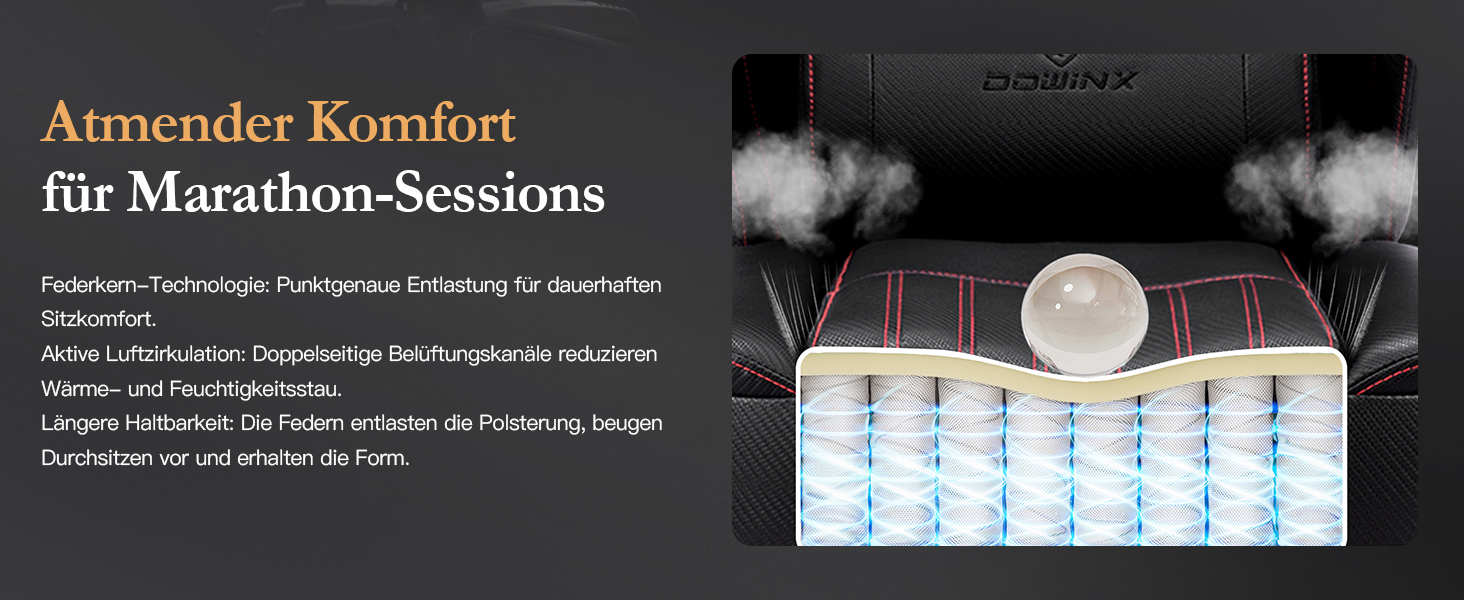 Ігровий крісло Dowinx з підголівником та масажем попереку, ергономічний геймерський крісло з підніжкою, офісне крісло з PU шкірою, чорний