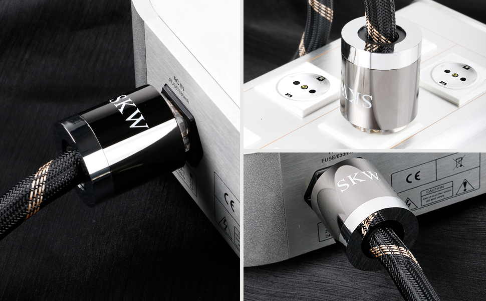 Hi-End мережевий кабель SKW Audiophile Schuko, силовий кабель живлення для сабвуфера, підсилювача, AV/DV систем (3м, чорний)