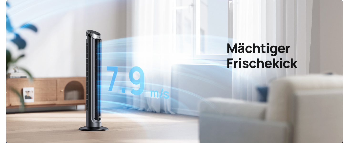 DREO Smart Tower Ventilator: Тихий вентилятор з Wi-Fi, дистанційним керуванням та керуванням голосом (Alexa), 90° осциляція, 5 швидкостей, 12-годинний таймер, сріблястий