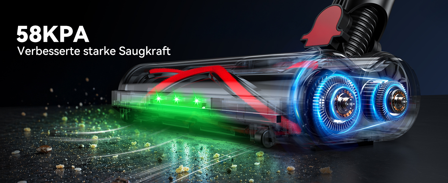 Акумуляторний вертикальний пилосос TechRise 58KPA 680W, LED-дисплей, 3 смарт-режими, антинамотування та фільтр 8-в-1, для килимів, твердих підлог та шерсті тварин, чорно-золотий