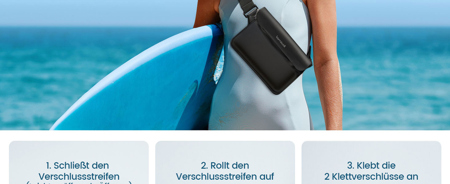 Водонепроникна сумка Lamicall [2 шт.] - водонепроникний поясний мішок з регульованим ремінцем, IPX8, для водного спорту, плавання, пляжу, катання на човнах - чорний