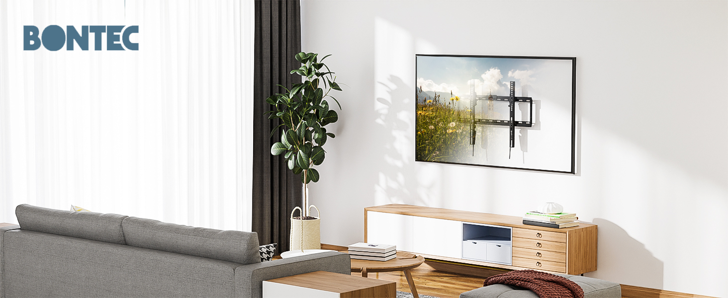 Кріплення для телевізора BONTEC для LED, LCD, OLED, Plasma телевізорів (37-80 дюймів), настінне кріплення, нахил, до 55 кг, VESA 600x400, рівень та стяжки