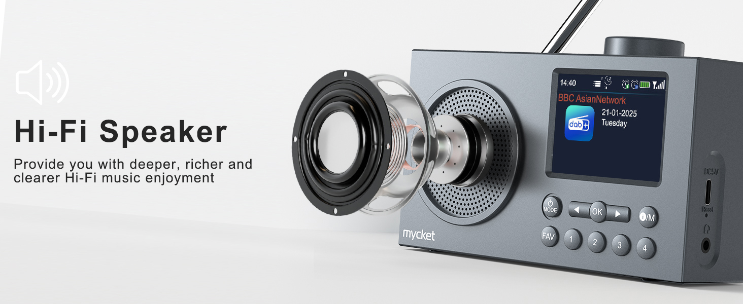 Портативне DAB/DAB+ радіо з цифровим радіо UKW, FM, Bluetooth 5.0, подвійний будильник, 40 попередніх станцій, 2.4' кольоровий дисплей (колір хакі)