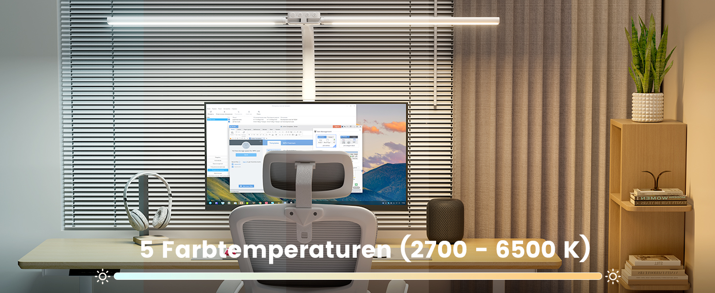SIBRILLE Dual-Head LED Desk Lamp - Adjustable, Dimmable, Eye Protection for Office, PC, and Monitor Use
