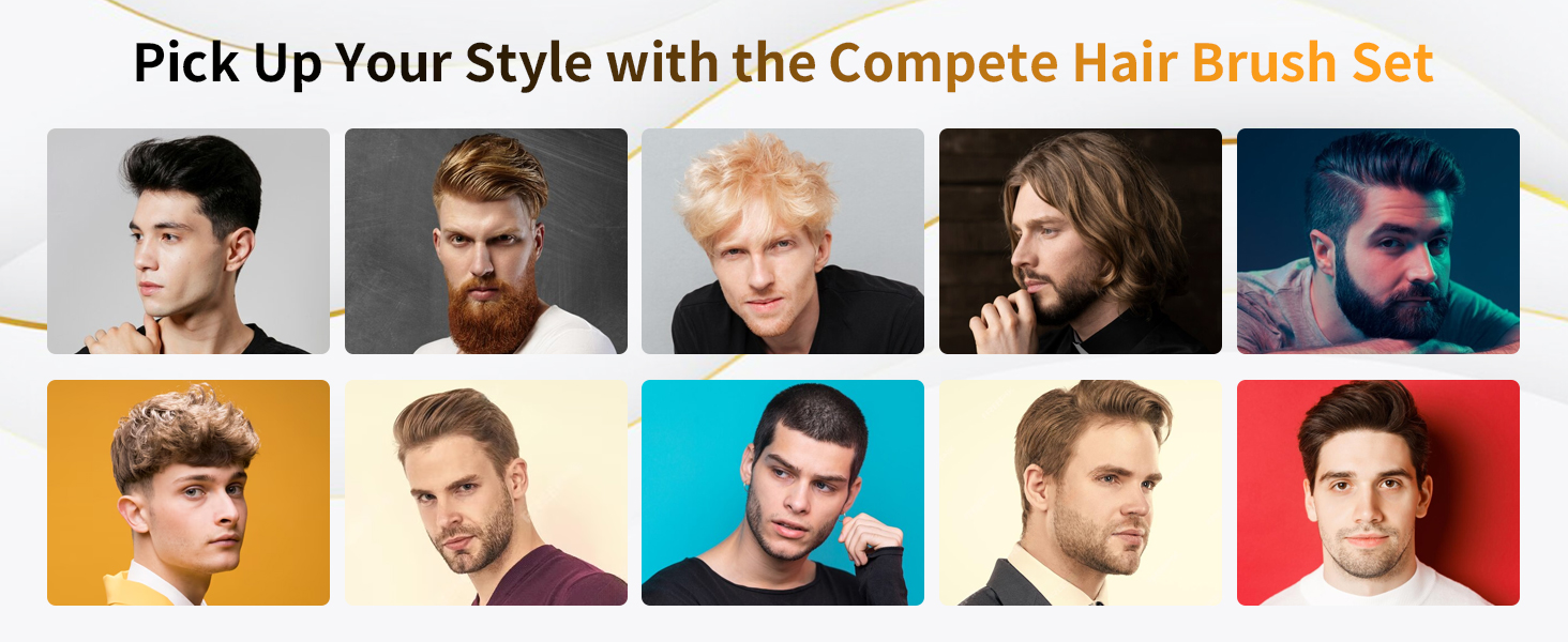 Набір гребінців для чоловічого стайлінгу DUAUI: 5 шт. для всіх типів волосся. Гребінець-щітка, гребінець для розчісування, круглий гребінець, гребінець з широкими зубцями, гребінець-хвостик. Професійні інструменти для перукарів