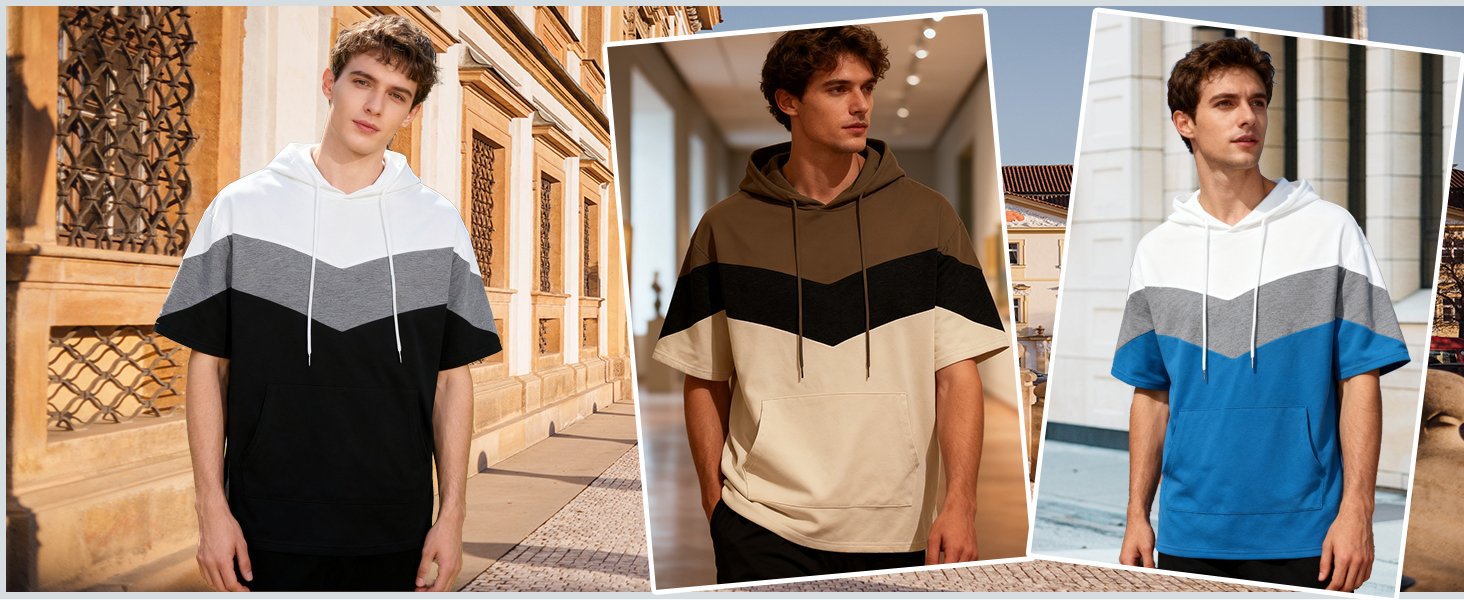 Чоловіча толстовка з капюшоном RUIZEHONG з блискавкою, блоковий колір, з кишенями, повсякденна, біло-чорна, розмір XL