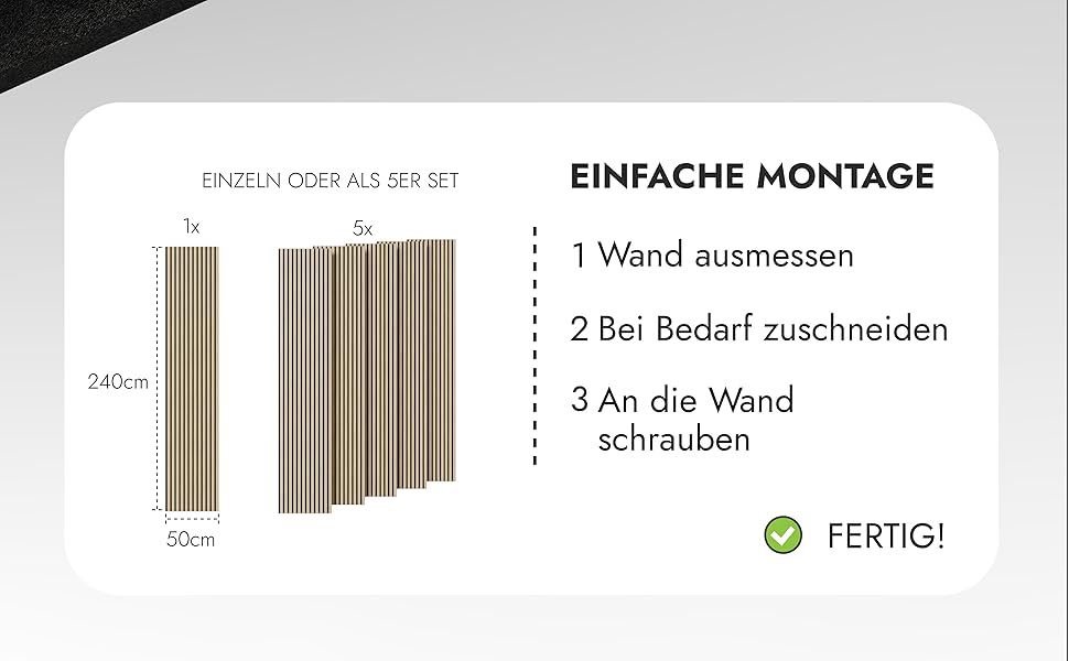 Акустична панель Momento з натурального дуба 240x50 см, білий фетр — декоративна 3D стінова панель-ламель для інтер'єру, Made in Germany