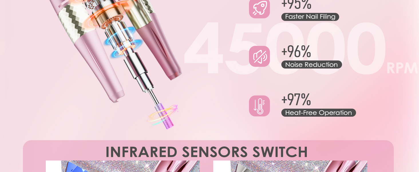 Професійний набір для манікюру 2-в-1: фрезер та UV-лампа, 45000 RPM, для дому та салонів