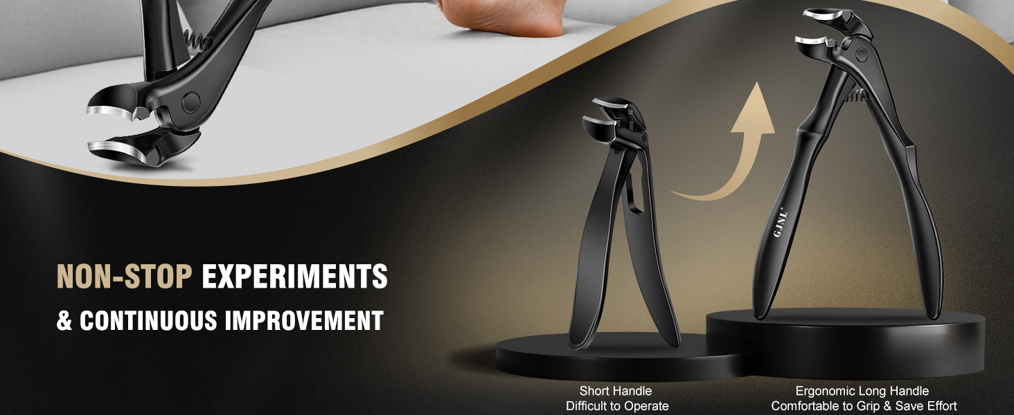 Кусачки для товстих нігтів, широкі губки, для пальців та ніг, гострі, для врослого нігтя, з довгим руків'ям, 5 шт. (чорний)